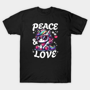 Cool Unicorn Spreads Peace & Love 🕶 T-Shirt